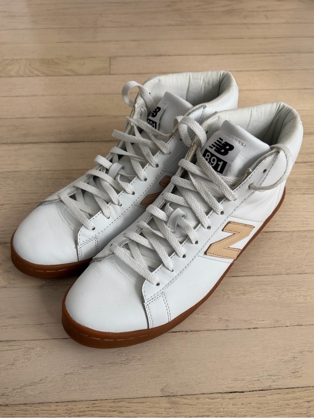 New Balance x J.Crew 891 Leather White High-Top Sneakers